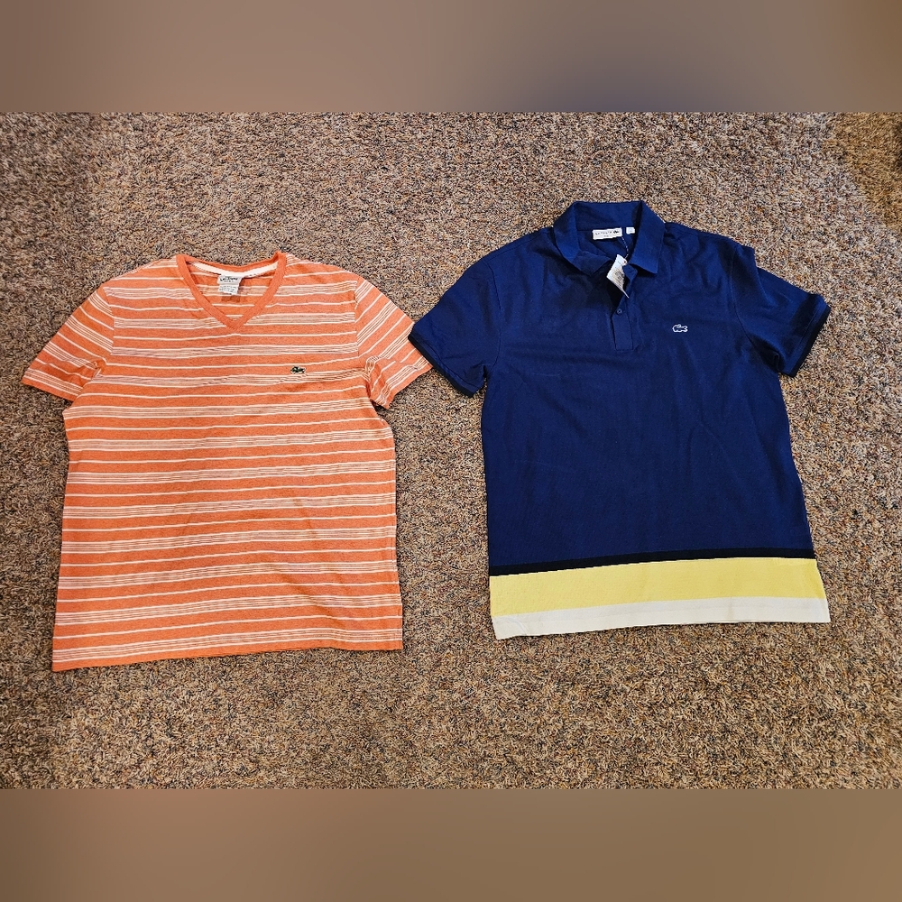 Men 2 Lacoste Shirts T-shirt & Polo Size 5 L NWT